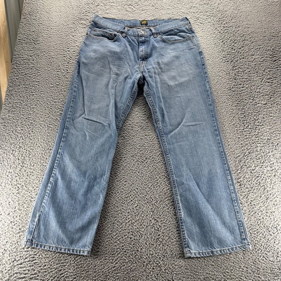 Lee Jeans Mens 36x30 Blue Light Wash Cotton Relaxed Fit Denim Workwear - Picture 1 of 10